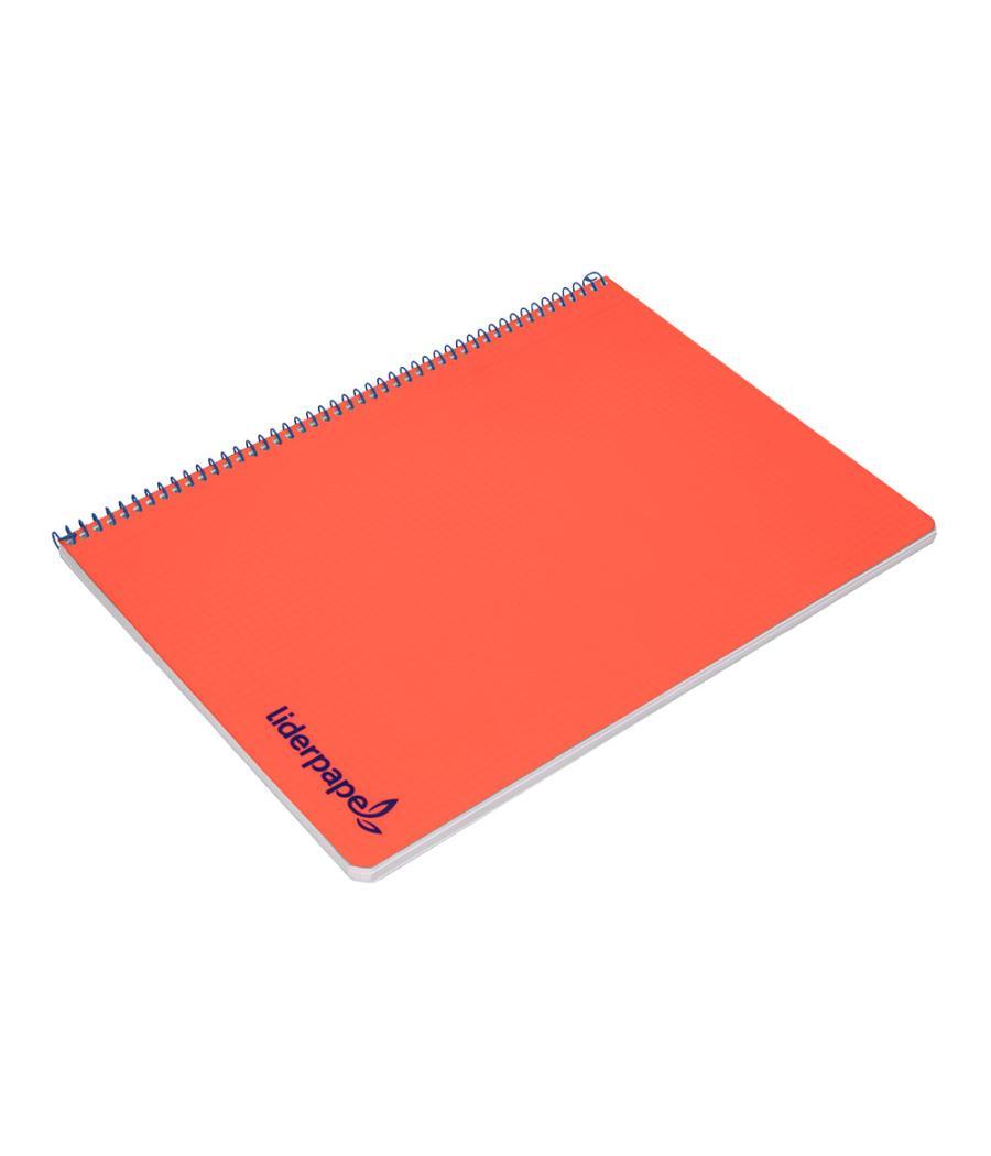 Cuaderno espiral liderpapel a4 wonder tapa plástico 80h 90gr cuadro 4mm con margen color rojo