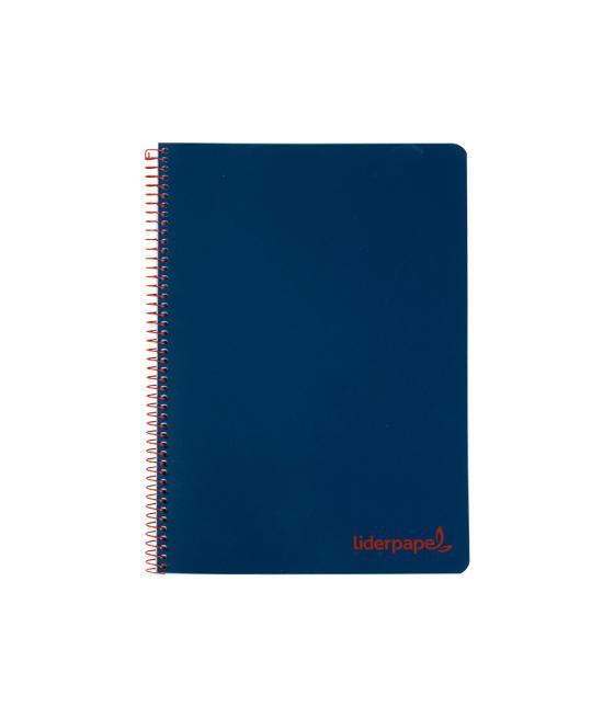 Cuaderno espiral liderpapel a4 wonder tapa plástico 80h 90gr cuadro 4mm con margen color azul marino