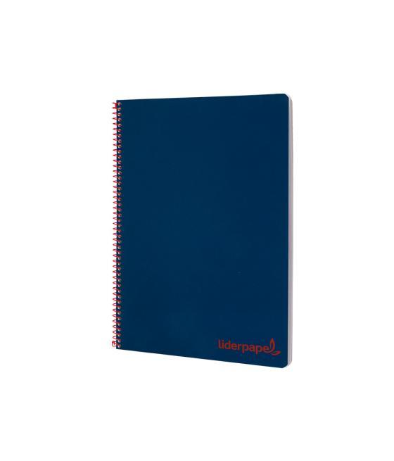 Cuaderno espiral liderpapel a4 wonder tapa plástico 80h 90gr cuadro 4mm con margen color azul marino