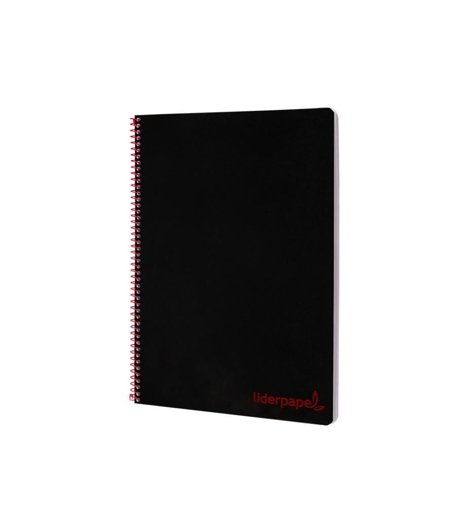 Cuaderno espiral liderpapel a4 wonder tapa plástico 80h 90gr cuadro 4mm con margen color negro