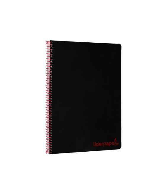 Cuaderno espiral liderpapel a4 wonder tapa plástico 80h 90gr cuadro 4mm con margen color negro