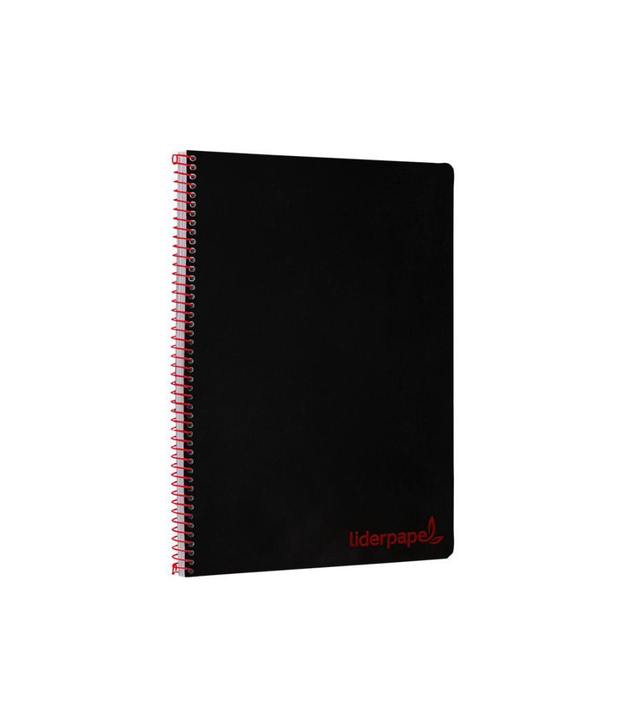 Cuaderno espiral liderpapel a4 wonder tapa plástico 80h 90gr cuadro 4mm con margen color negro