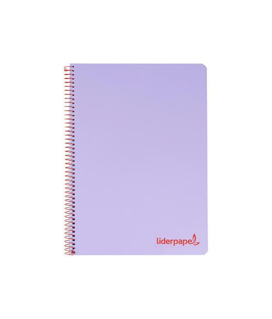 Cuaderno espiral liderpapel a4 wonder tapa plástico 80h 90gr cuadro 4mm con margen color violeta