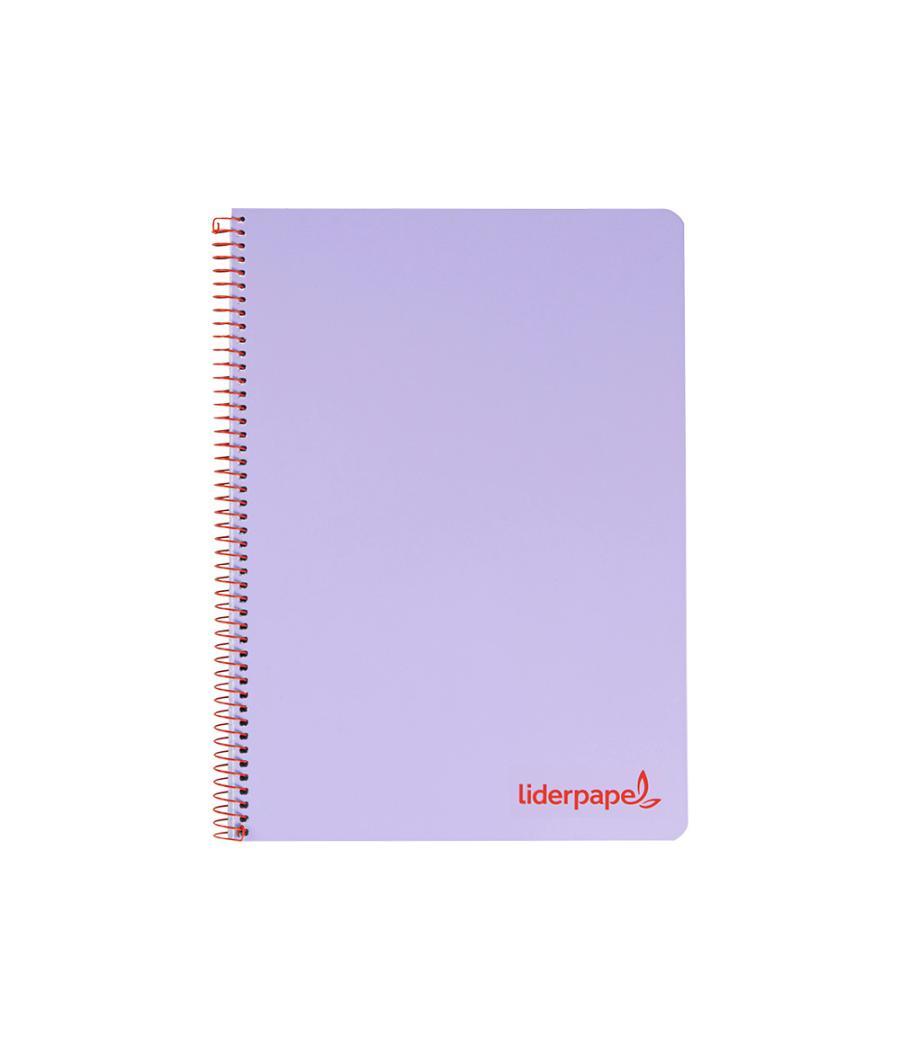 Cuaderno espiral liderpapel a4 wonder tapa plástico 80h 90gr cuadro 4mm con margen color violeta