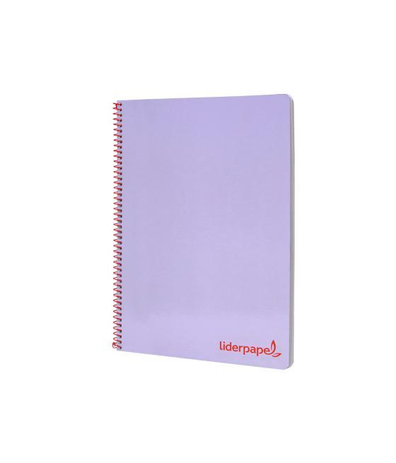 Cuaderno espiral liderpapel a4 wonder tapa plástico 80h 90gr cuadro 4mm con margen color violeta