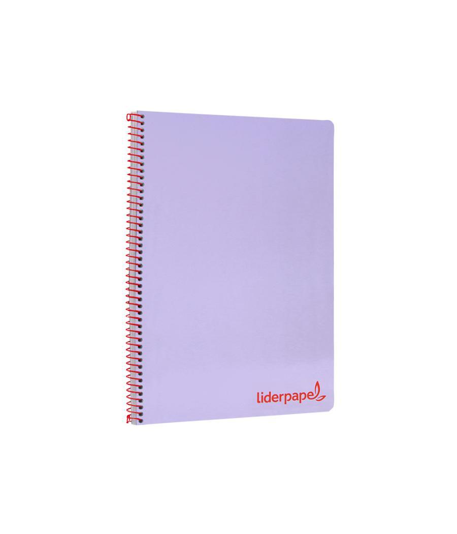 Cuaderno espiral liderpapel a4 wonder tapa plástico 80h 90gr cuadro 4mm con margen color violeta