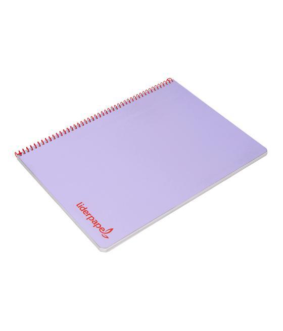 Cuaderno espiral liderpapel a4 wonder tapa plástico 80h 90gr cuadro 4mm con margen color violeta