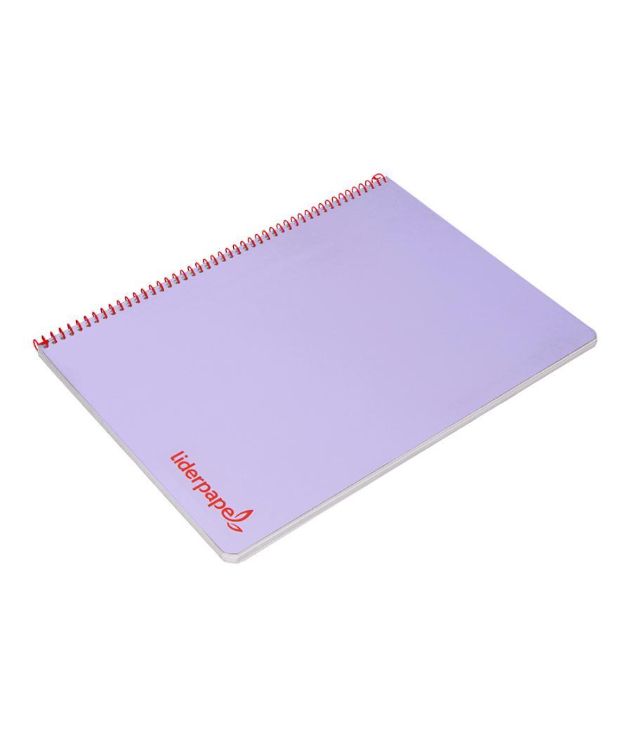 Cuaderno espiral liderpapel a4 wonder tapa plástico 80h 90gr cuadro 4mm con margen color violeta