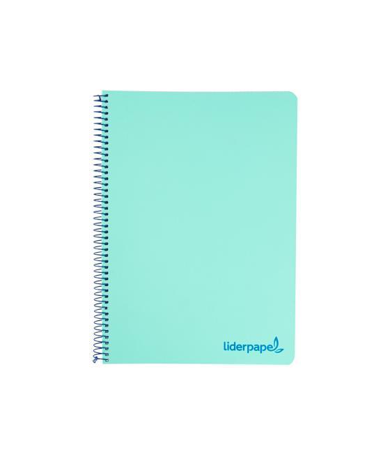 Cuaderno espiral liderpapel a4 wonder tapa plástico 80h 90gr cuadro 4mm con margen color verde