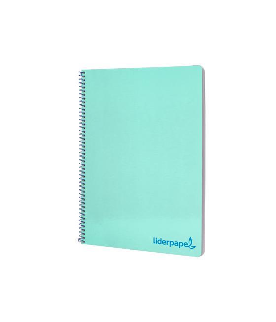 Cuaderno espiral liderpapel a4 wonder tapa plástico 80h 90gr cuadro 4mm con margen color verde