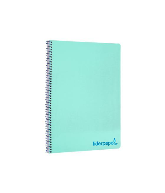 Cuaderno espiral liderpapel a4 wonder tapa plástico 80h 90gr cuadro 4mm con margen color verde