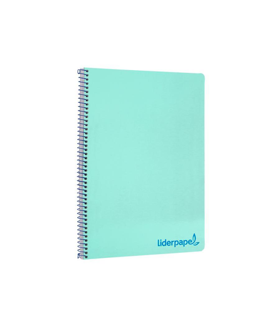 Cuaderno espiral liderpapel a4 wonder tapa plástico 80h 90gr cuadro 4mm con margen color verde