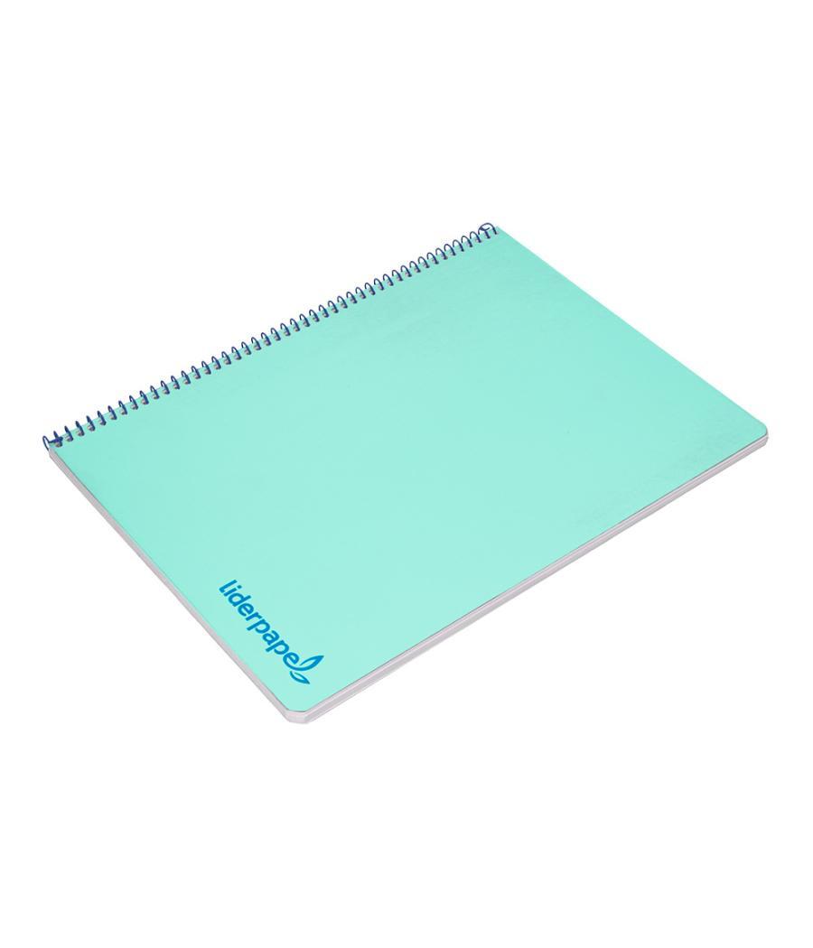 Cuaderno espiral liderpapel a4 wonder tapa plástico 80h 90gr cuadro 4mm con margen color verde