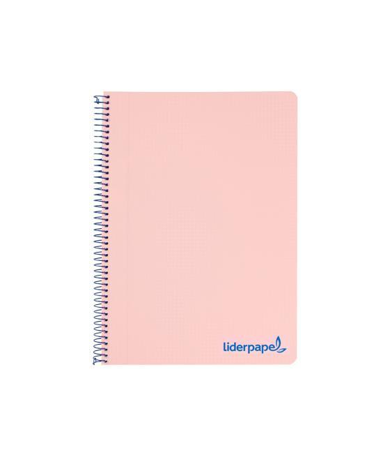 Cuaderno espiral liderpapel a4 wonder tapa plástico 80h 90gr cuadro 4mm con margen color rosa