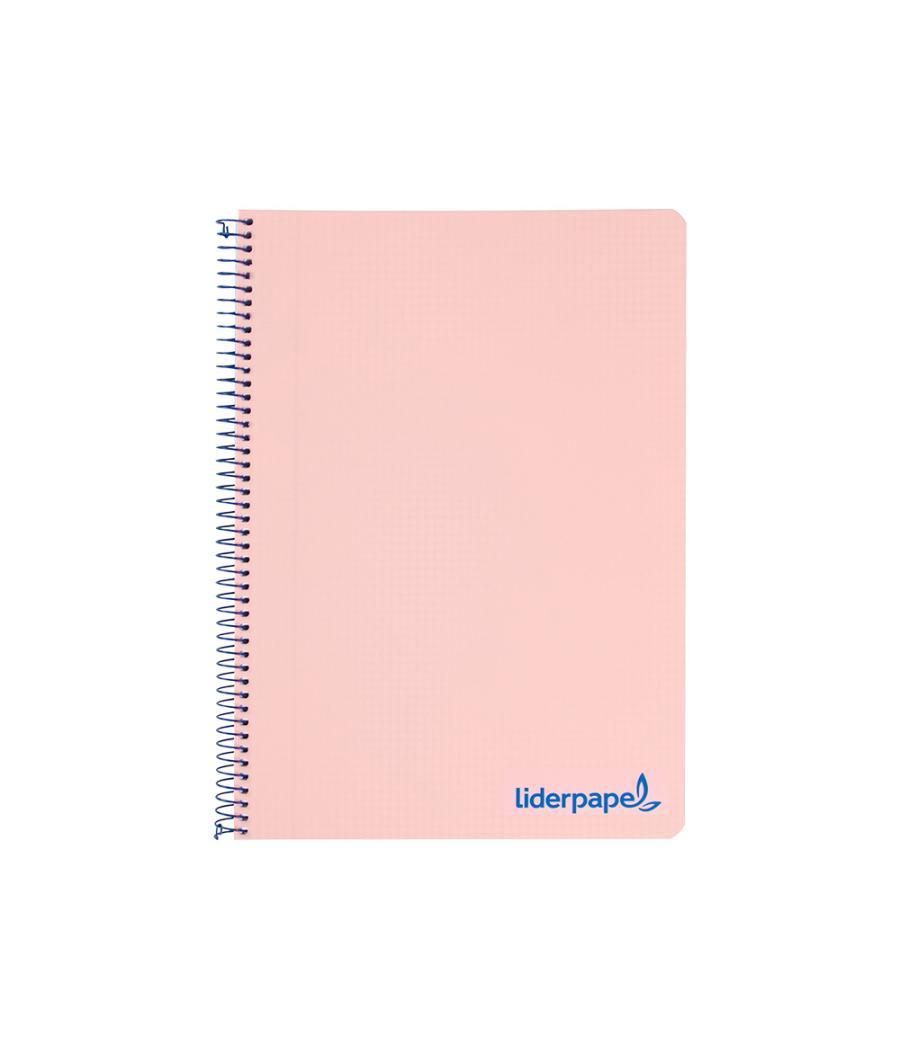 Cuaderno espiral liderpapel a4 wonder tapa plástico 80h 90gr cuadro 4mm con margen color rosa