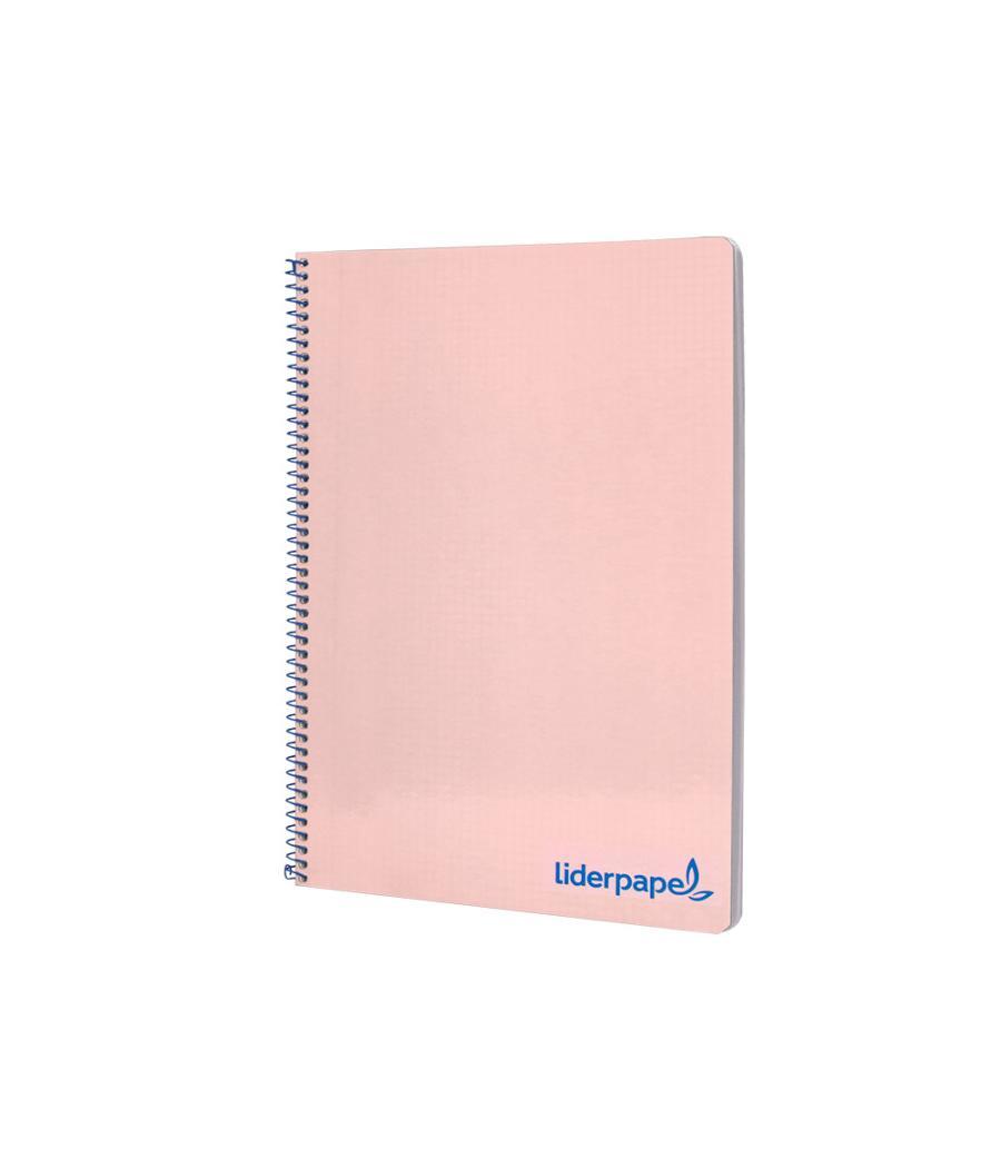 Cuaderno espiral liderpapel a4 wonder tapa plástico 80h 90gr cuadro 4mm con margen color rosa