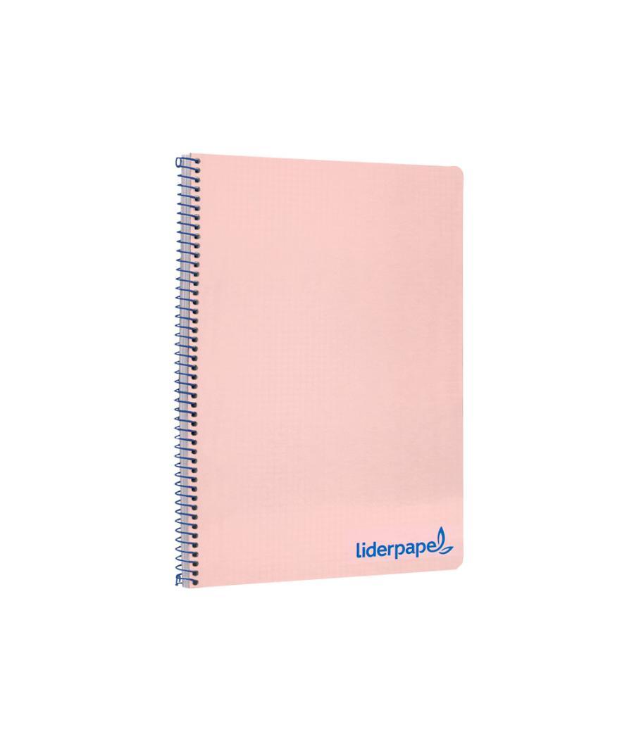 Cuaderno espiral liderpapel a4 wonder tapa plástico 80h 90gr cuadro 4mm con margen color rosa