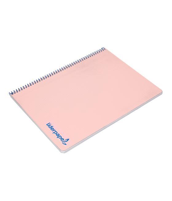 Cuaderno espiral liderpapel a4 wonder tapa plástico 80h 90gr cuadro 4mm con margen color rosa