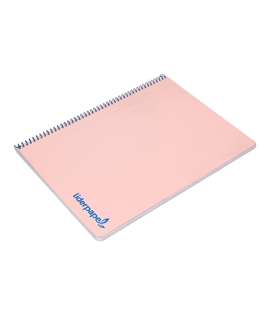 Cuaderno espiral liderpapel a4 wonder tapa plástico 80h 90gr cuadro 4mm con margen color rosa