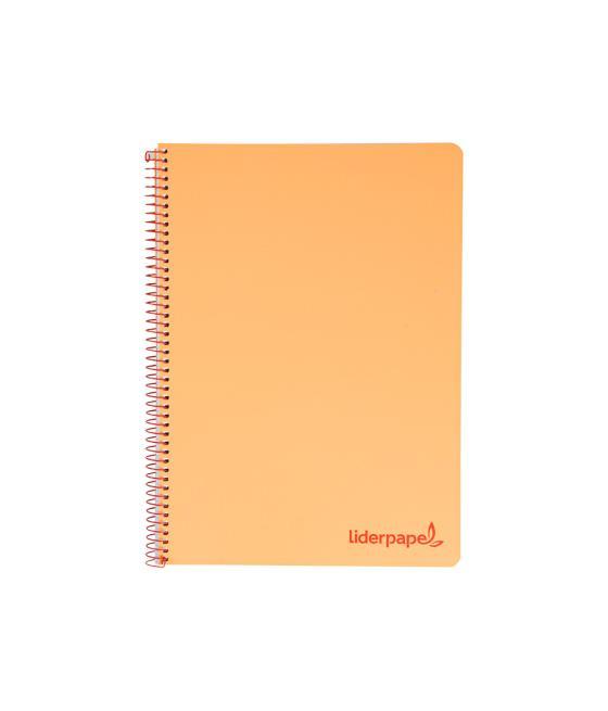 Cuaderno espiral liderpapel a4 wonder tapa plástico 80h 90gr cuadro 4mm con margen color naranja