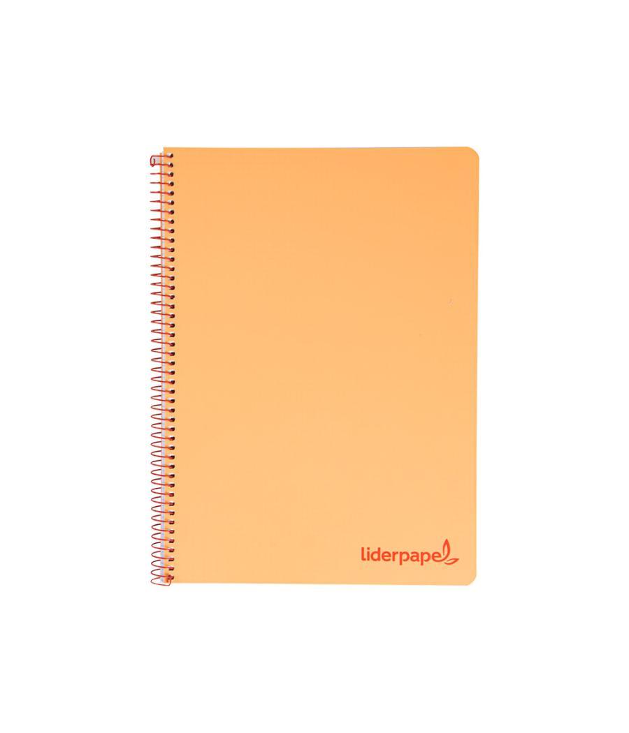 Cuaderno espiral liderpapel a4 wonder tapa plástico 80h 90gr cuadro 4mm con margen color naranja