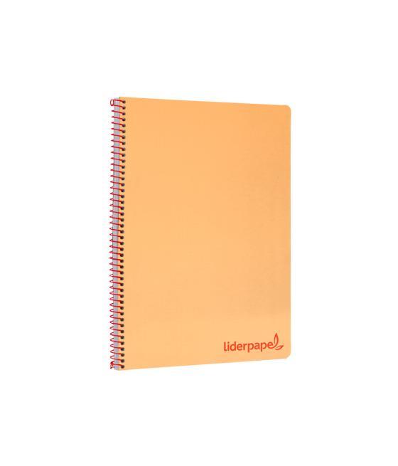 Cuaderno espiral liderpapel a4 wonder tapa plástico 80h 90gr cuadro 4mm con margen color naranja