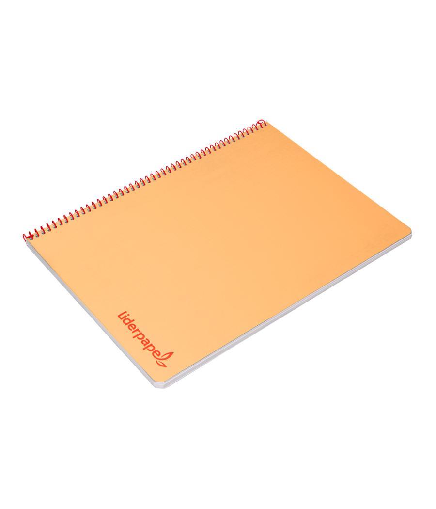 Cuaderno espiral liderpapel a4 wonder tapa plástico 80h 90gr cuadro 4mm con margen color naranja