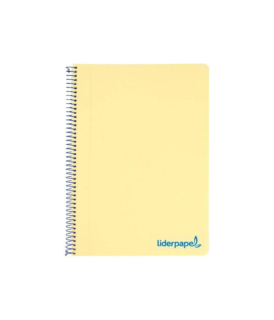 Cuaderno espiral liderpapel a4 wonder tapa plástico 80h 90gr cuadro 4mm con margen color amarillo