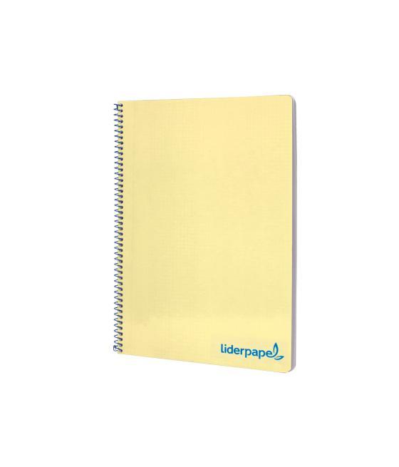 Cuaderno espiral liderpapel a4 wonder tapa plástico 80h 90gr cuadro 4mm con margen color amarillo