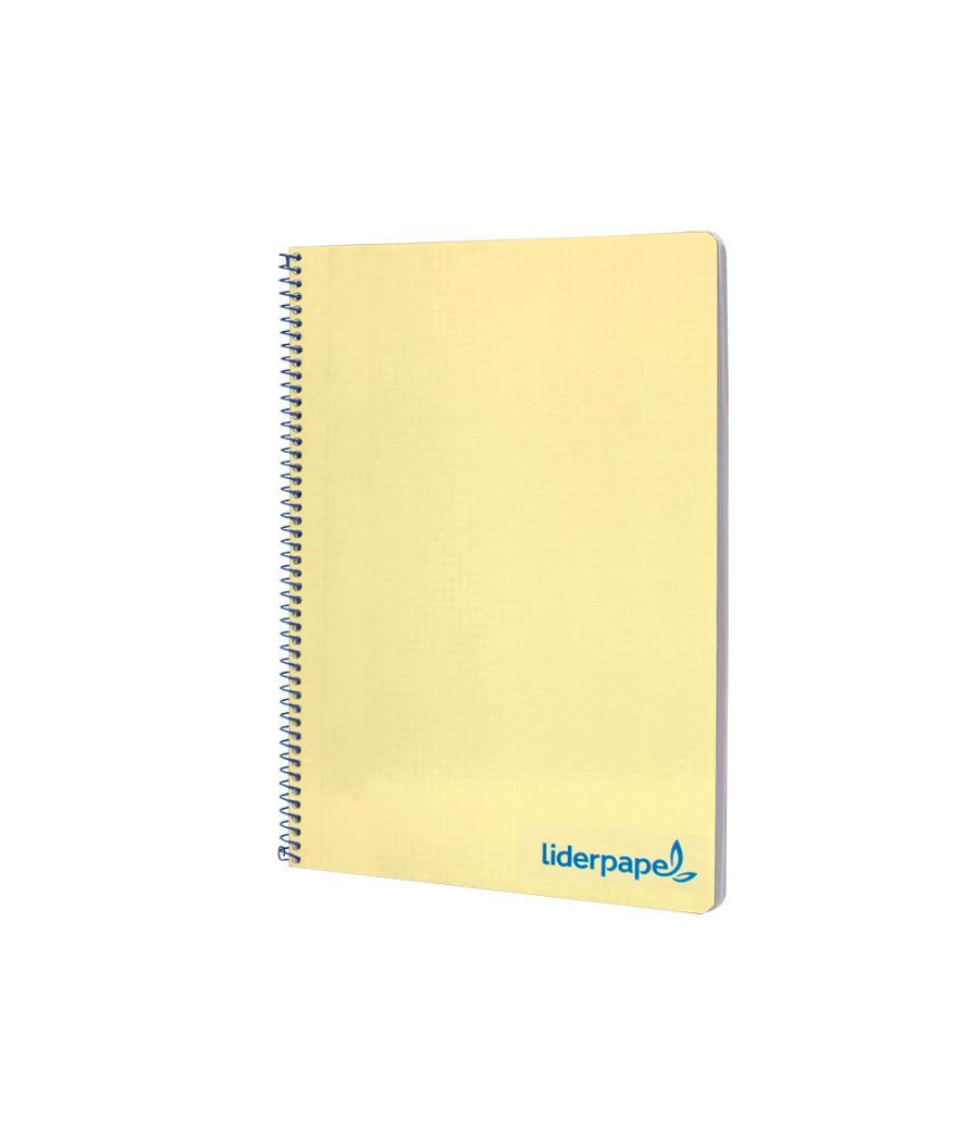 Cuaderno espiral liderpapel a4 wonder tapa plástico 80h 90gr cuadro 4mm con margen color amarillo