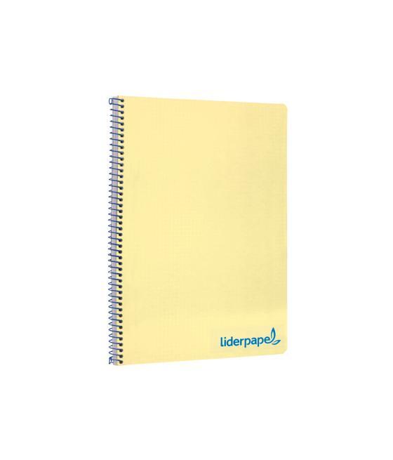 Cuaderno espiral liderpapel a4 wonder tapa plástico 80h 90gr cuadro 4mm con margen color amarillo