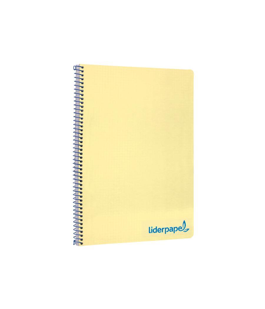 Cuaderno espiral liderpapel a4 wonder tapa plástico 80h 90gr cuadro 4mm con margen color amarillo