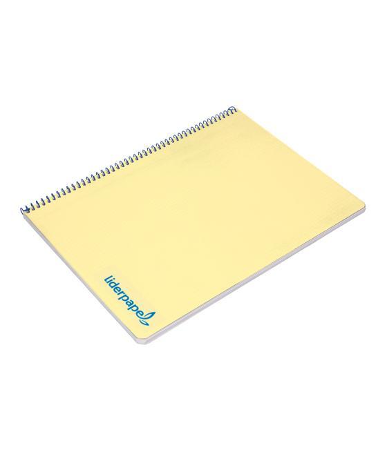 Cuaderno espiral liderpapel a4 wonder tapa plástico 80h 90gr cuadro 4mm con margen color amarillo