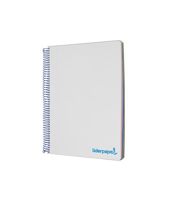 Cuaderno espiral liderpapel a4 micro wonder tapa plástico 120h 90 gr cuadro 5 mm 5 bandas 4 taladros color gris