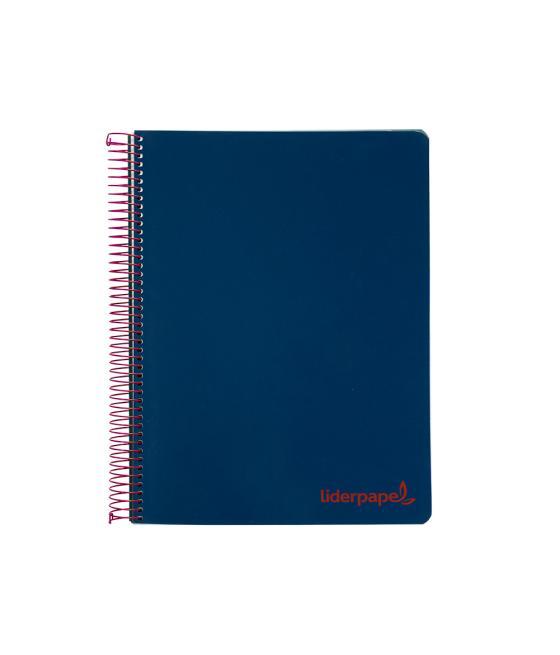 Cuaderno espiral liderpapel a4 micro wonder tapa plástico 120h 90 gr cuadro 5 mm 5 banda4 taladros color azul marino