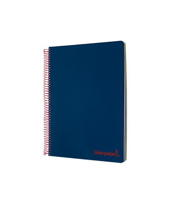 Cuaderno espiral liderpapel a4 micro wonder tapa plástico 120h 90 gr cuadro 5 mm 5 banda4 taladros color azul marino