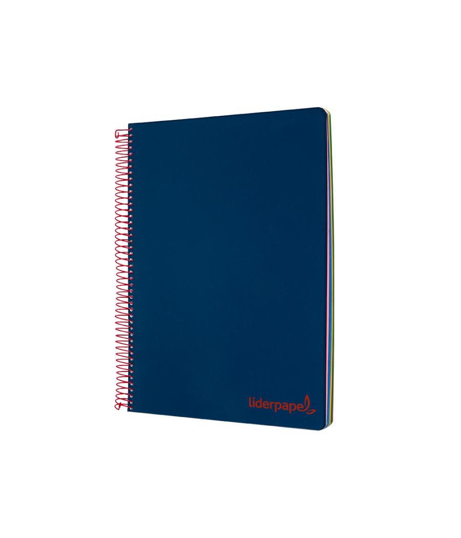 Cuaderno espiral liderpapel a4 micro wonder tapa plástico 120h 90 gr cuadro 5 mm 5 banda4 taladros color azul marino