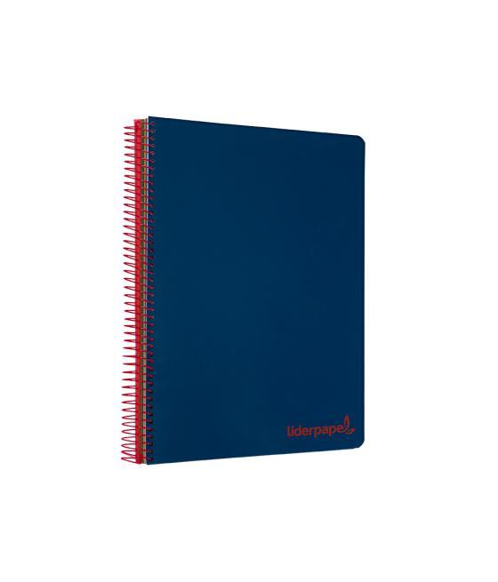 Cuaderno espiral liderpapel a4 micro wonder tapa plástico 120h 90 gr cuadro 5 mm 5 banda4 taladros color azul marino