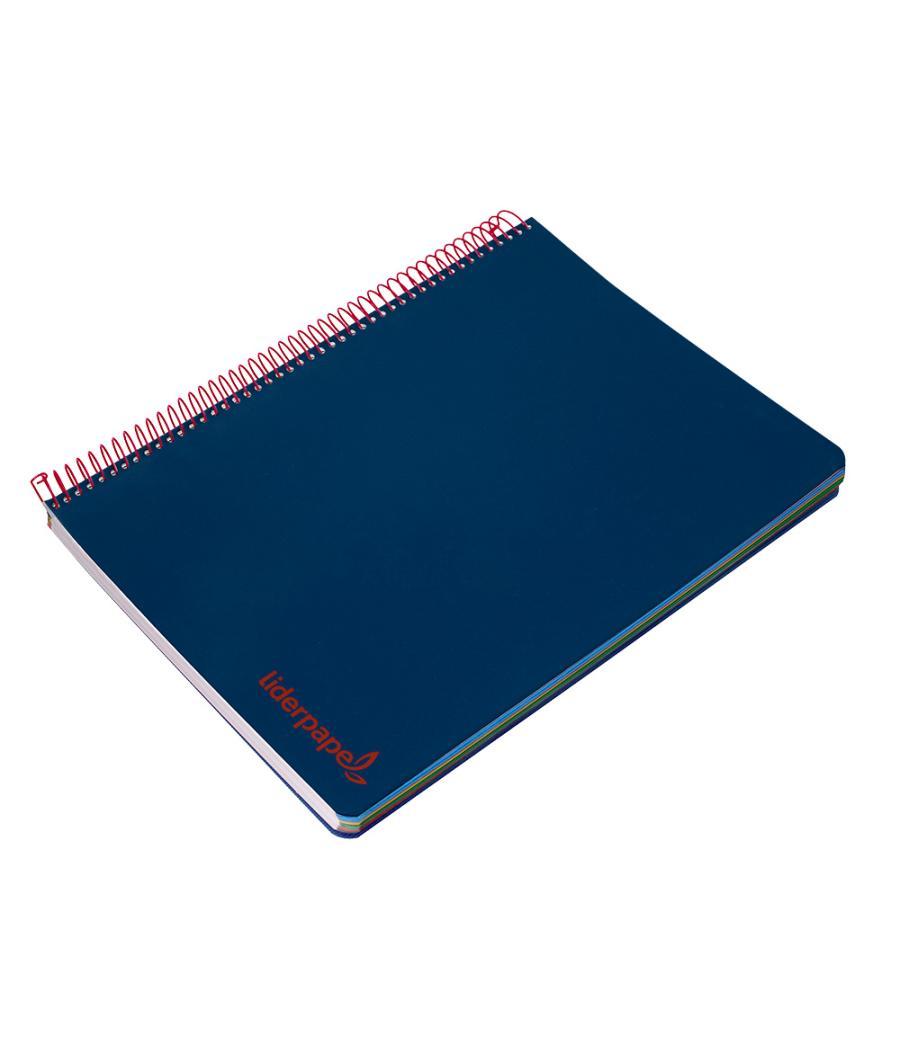 Cuaderno espiral liderpapel a4 micro wonder tapa plástico 120h 90 gr cuadro 5 mm 5 banda4 taladros color azul marino