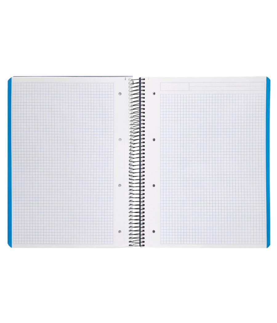 Cuaderno espiral liderpapel a4 micro wonder tapa plástico 120h 90 gr cuadro 5 mm 5 banda4 taladros color azul marino