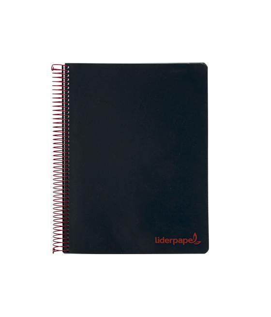 Cuaderno espiral liderpapel a4 micro wonder tapa plástico 120h 90 gr cuadro 5 mm 5 bandas 4 taladros color negro