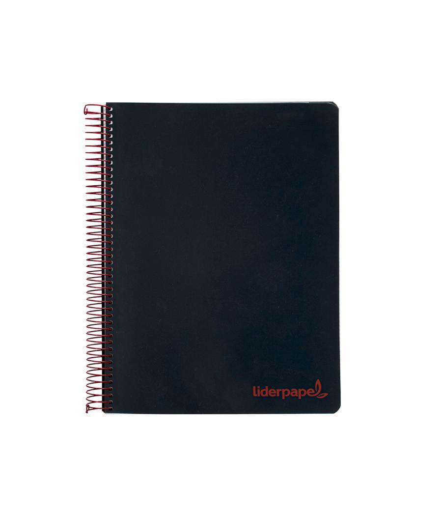 Cuaderno espiral liderpapel a4 micro wonder tapa plástico 120h 90 gr cuadro 5 mm 5 bandas 4 taladros color negro