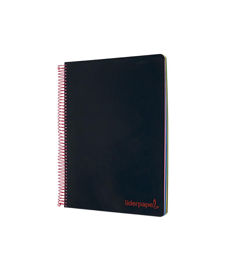 Cuaderno espiral liderpapel a4 micro wonder tapa plástico 120h 90 gr cuadro 5 mm 5 bandas 4 taladros color negro