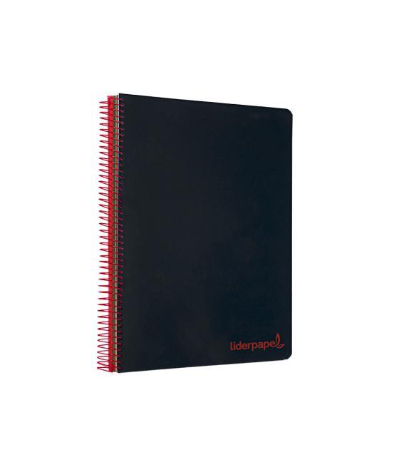 Cuaderno espiral liderpapel a4 micro wonder tapa plástico 120h 90 gr cuadro 5 mm 5 bandas 4 taladros color negro