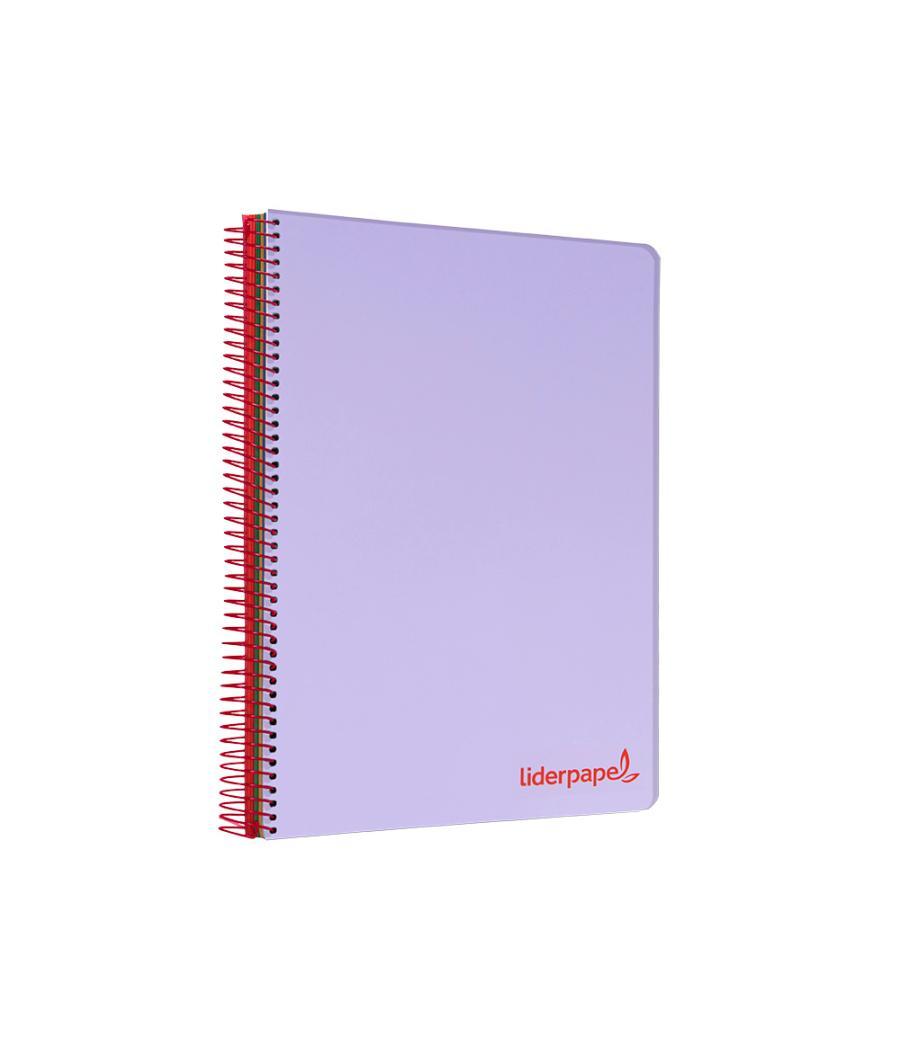 Cuaderno espiral liderpapel a4 micro wonder tapa plástico 120h 90 gr cuadro 5 mm 5 banda4 taladros color lila