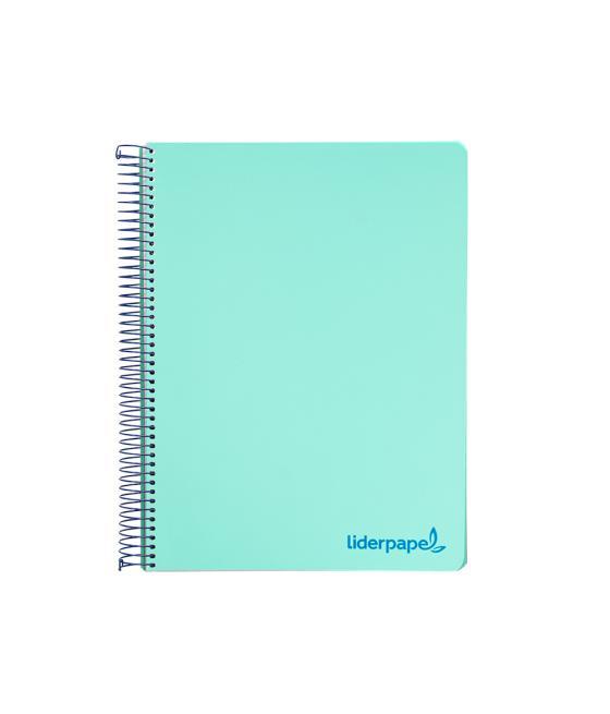 Cuaderno espiral liderpapel a4 micro wonder tapa plástico 120h 90 gr cuadro 5 mm 5 bandas 4 taladros color verde