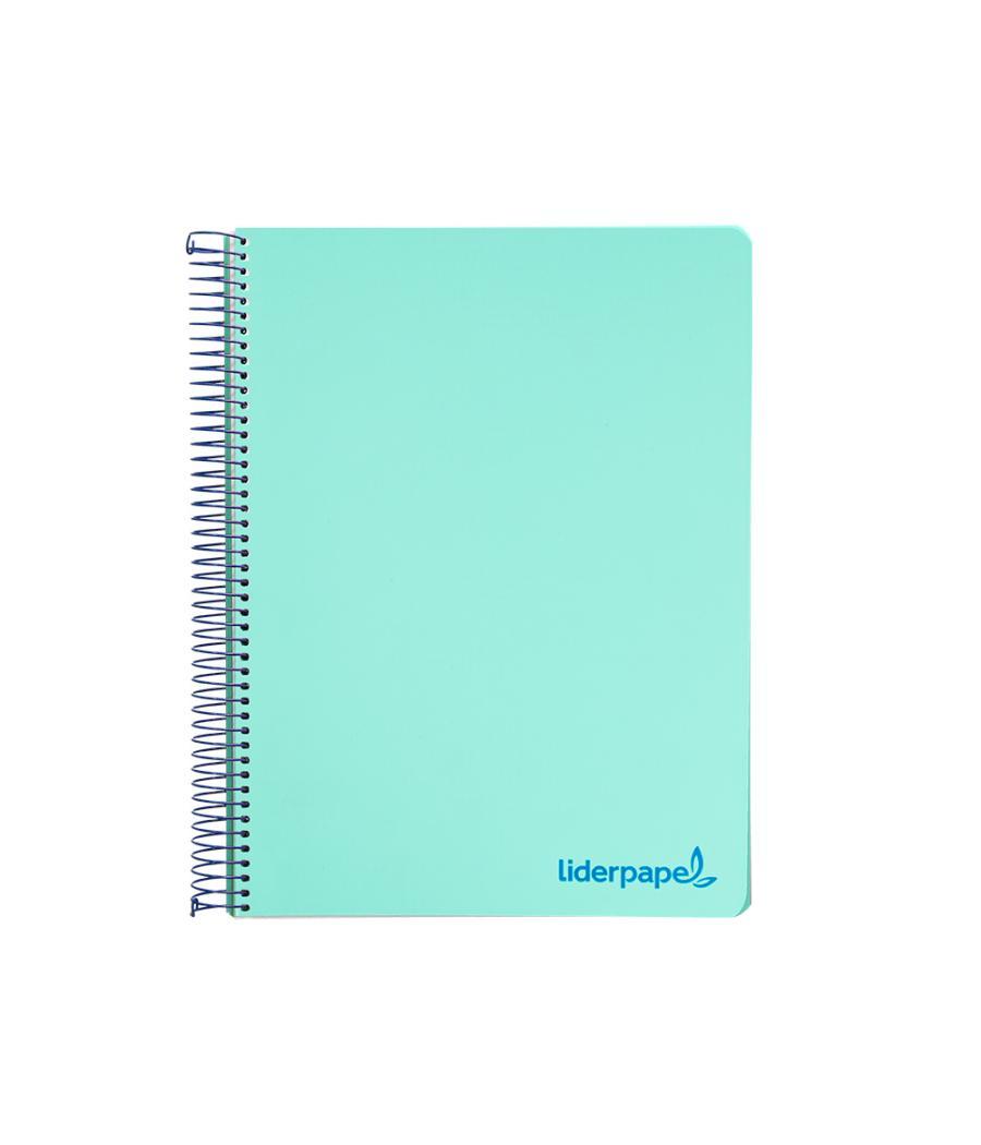 Cuaderno espiral liderpapel a4 micro wonder tapa plástico 120h 90 gr cuadro 5 mm 5 bandas 4 taladros color verde