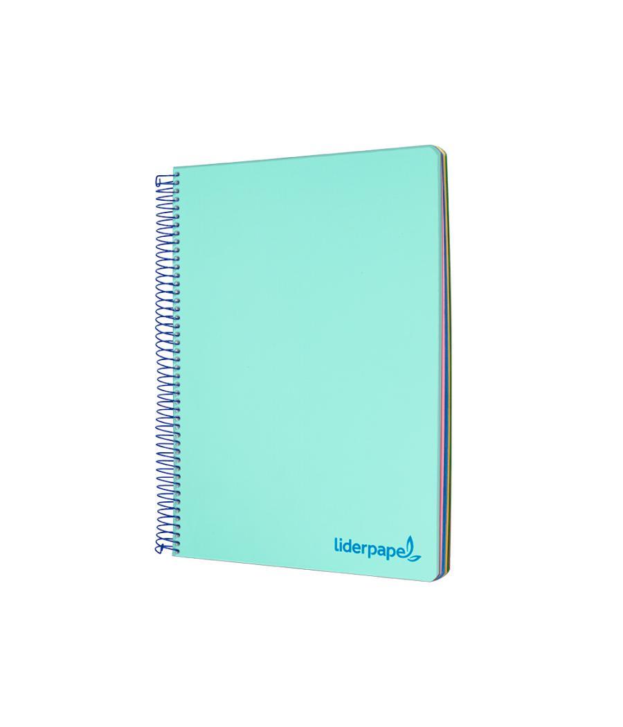 Cuaderno espiral liderpapel a4 micro wonder tapa plástico 120h 90 gr cuadro 5 mm 5 bandas 4 taladros color verde