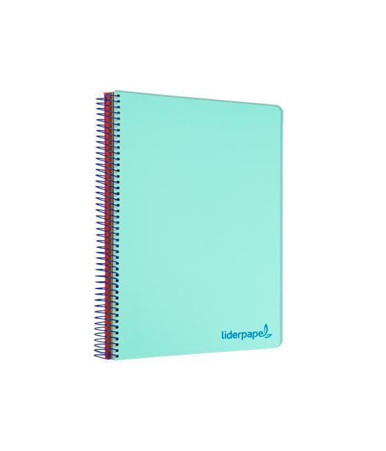 Cuaderno espiral liderpapel a4 micro wonder tapa plástico 120h 90 gr cuadro 5 mm 5 bandas 4 taladros color verde