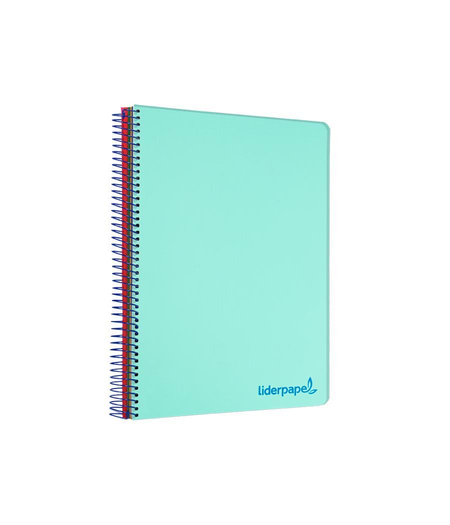 Cuaderno espiral liderpapel a4 micro wonder tapa plástico 120h 90 gr cuadro 5 mm 5 bandas 4 taladros color verde